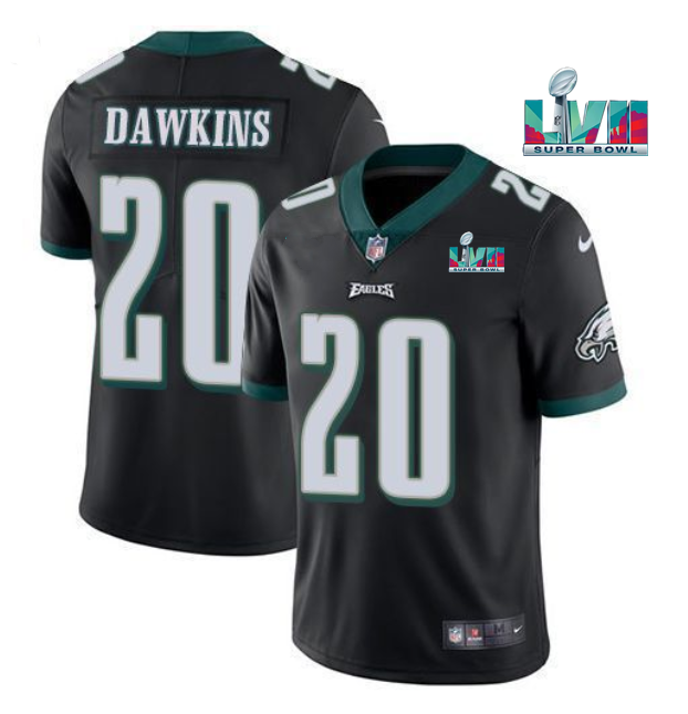 Men's Black Philadelphia Eagles #20 Brian Dawkins Super Bowl LVII Vapor Untouchable Limited Stitched Jersey